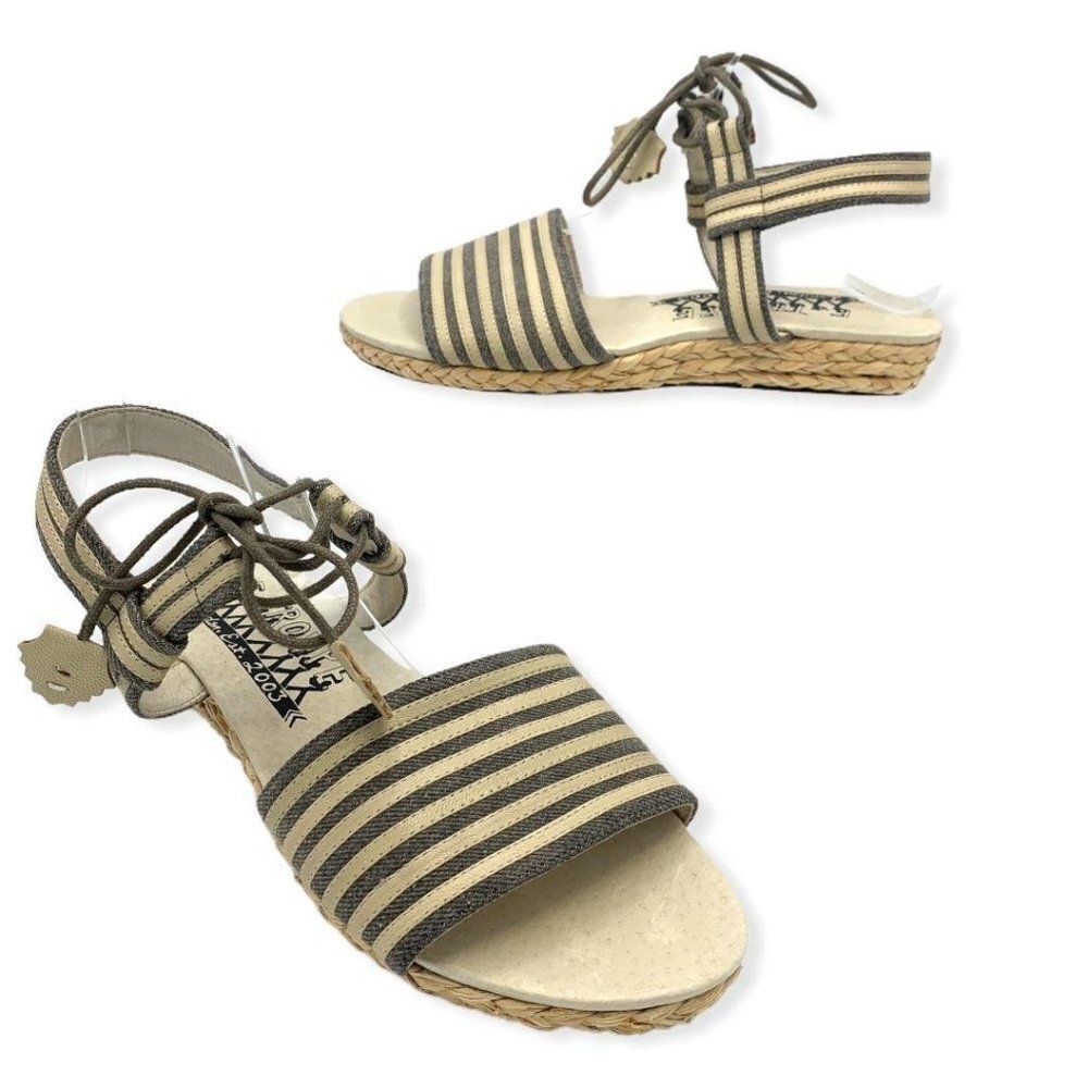 F-Troupe Slingback Striped Open Toe Espadrilles 40